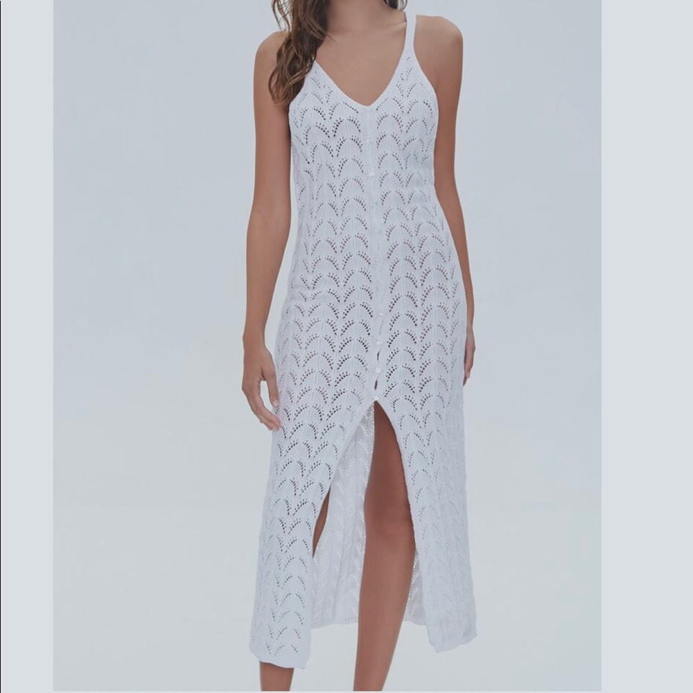 Sexy Pointelle Knit Midi Dress